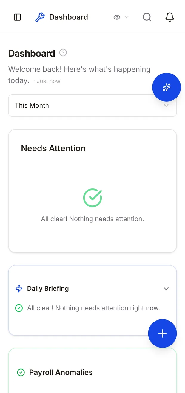 WeCazza dashboard screen on a phone